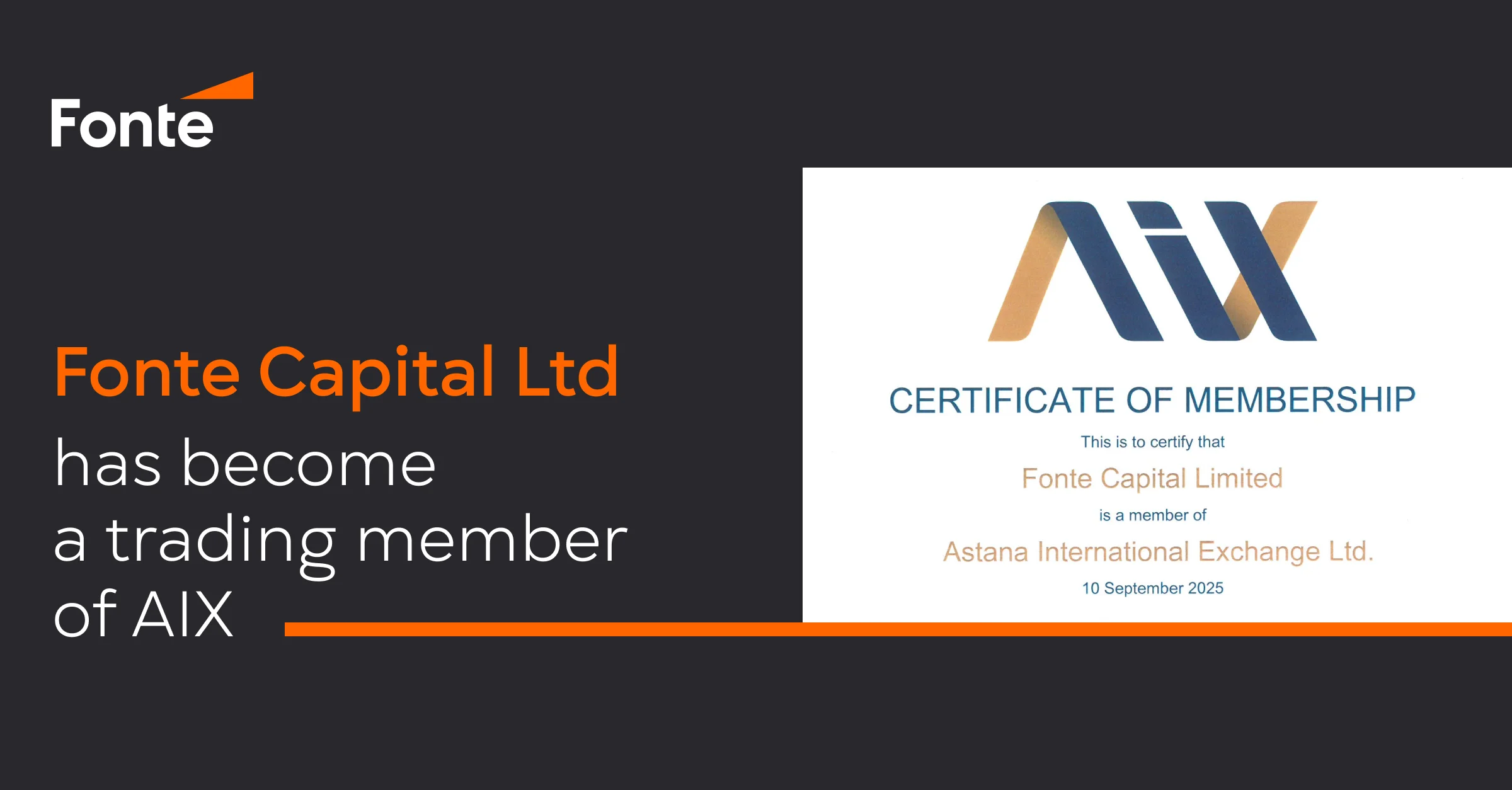 Fonte Capital Ltd has become a trading member of AIX