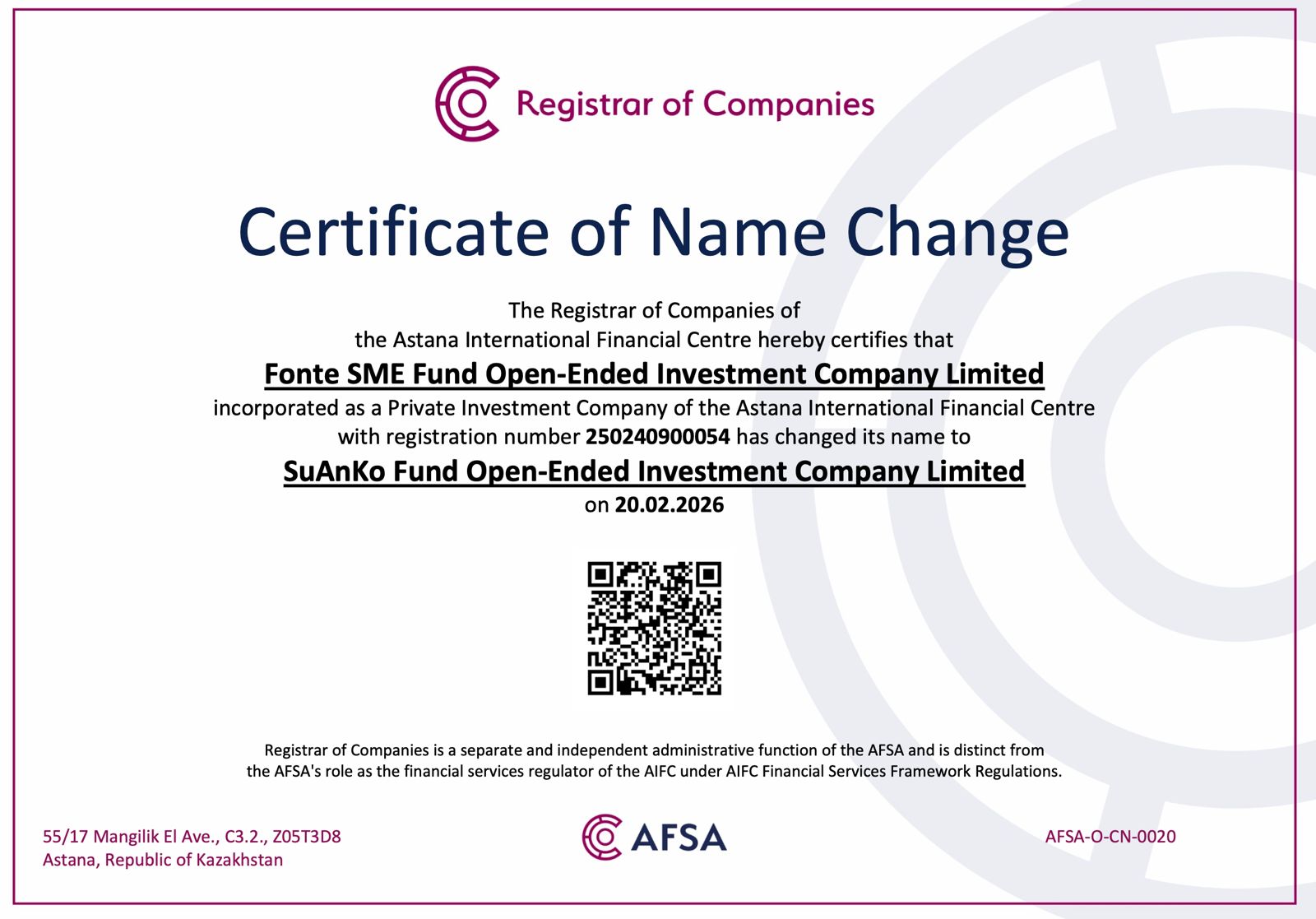 Fonte Suanko Fund OEIC Ltd