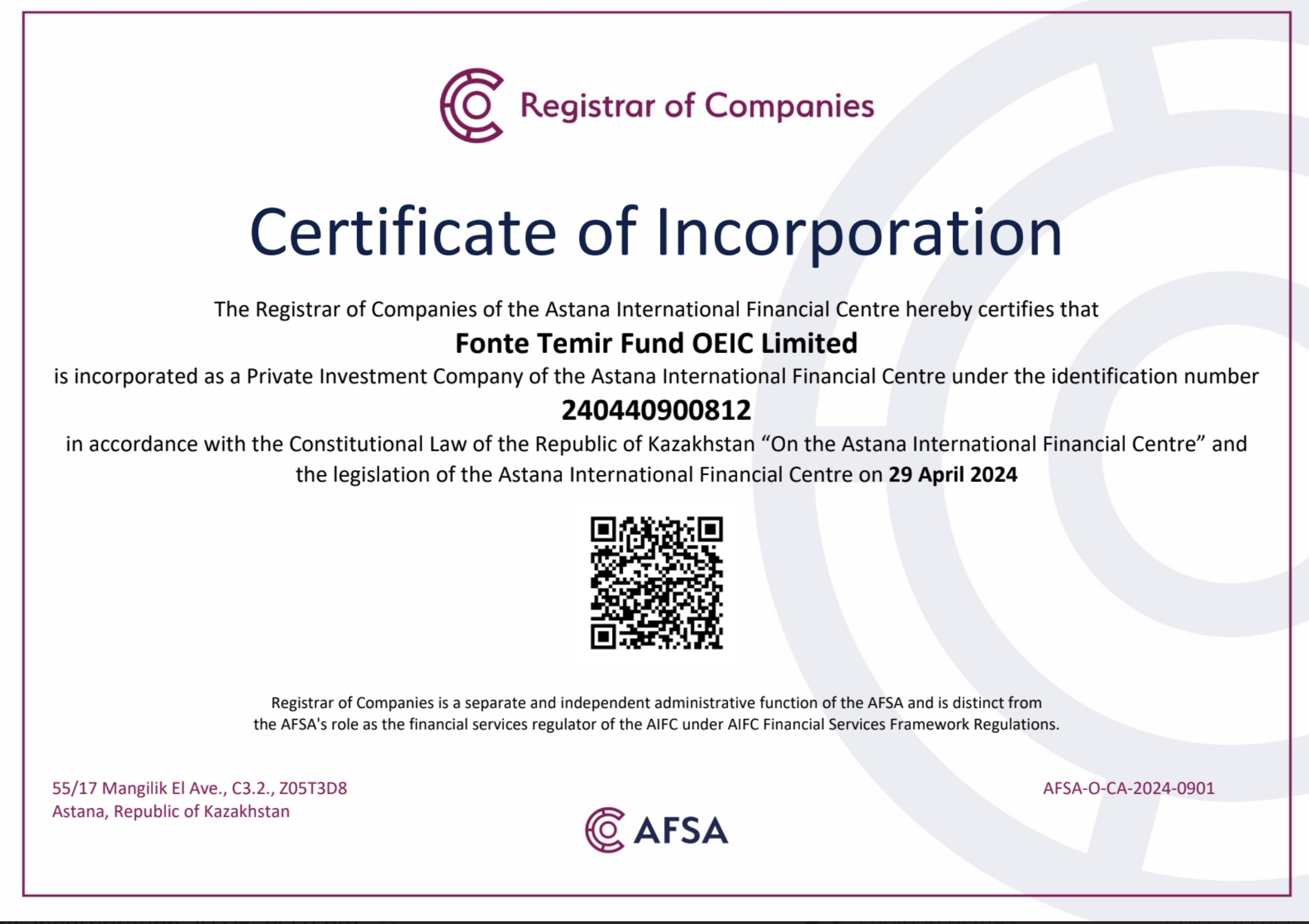 Fonte Temir Fund OEIC Limited